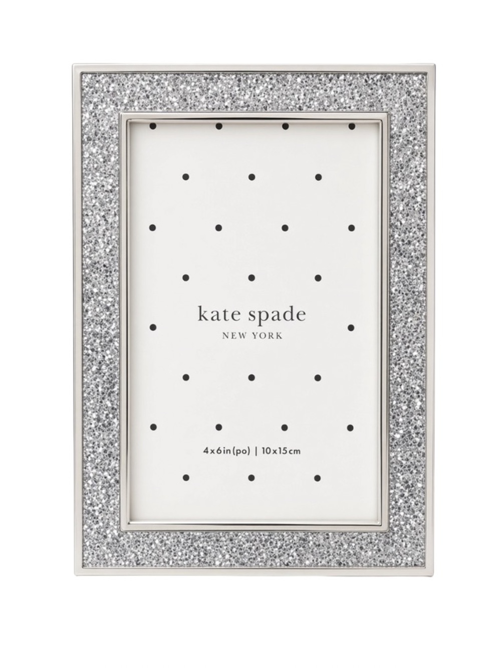 Kate Spade x Lenox Sitting Pretty Silver Glitter 4x6 Picture Frame NEW